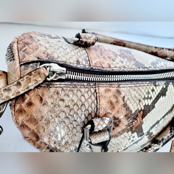 Enrico Pucci Women's Real Python Snakeskin Leather Set Bag+Belt Brown/Tan - Picture 16 of 16